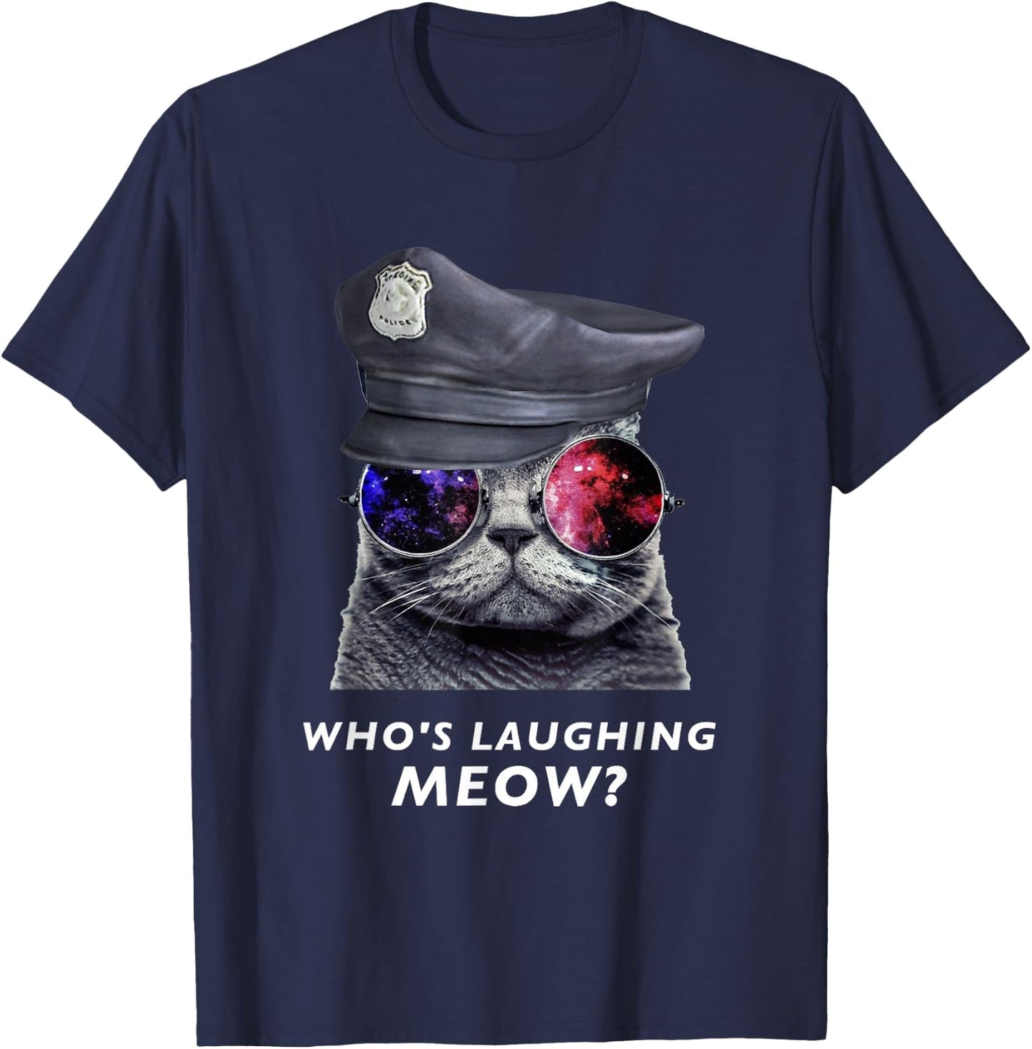 Who's Laughing Meow Shirt - Funny Cat T-Shirt - T-Shirt | Navy