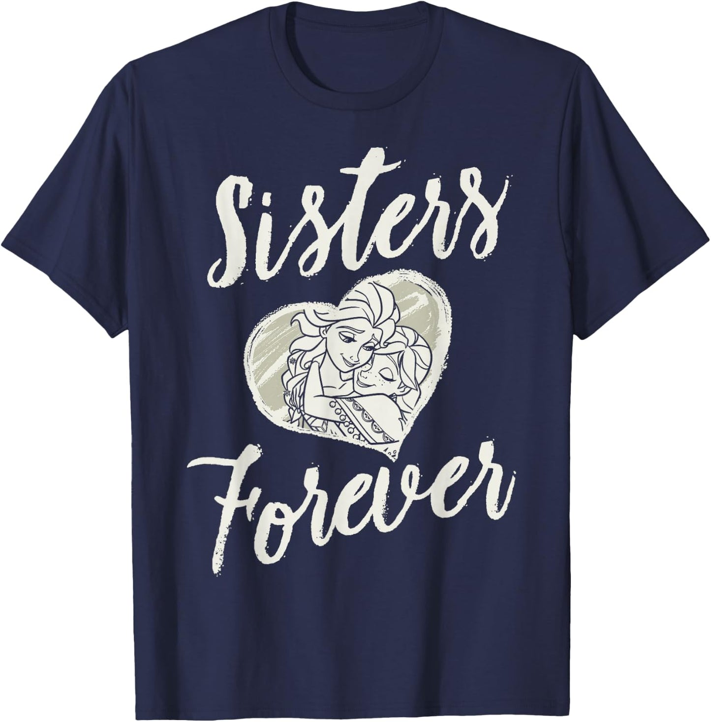 Disney Frozen Elsa Anna Sisters Forever Heart T-Shirt - T-Shirt | Navy