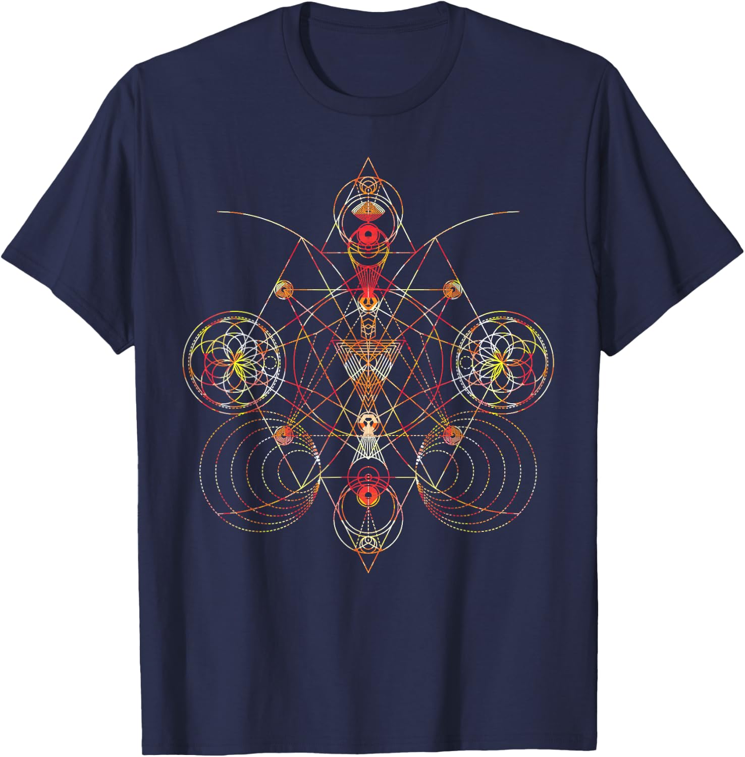 Geometric Shapes Circle Angles Pattern - Sacred Geometry T-Shirt - T-Shirt | Navy