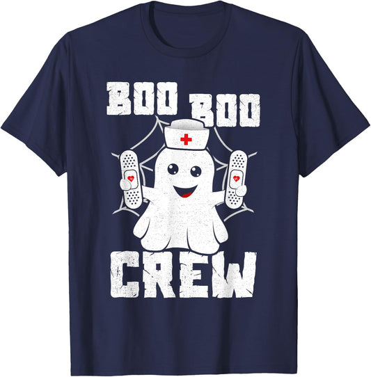 Boo Boo Crew Shirt Ghost Nurse Costume Girls Funny Halloween T-Shirt - T-Shirt | Navy