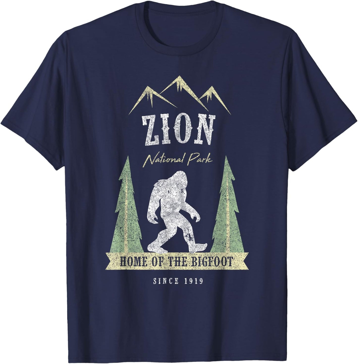 Zion National Park Shirt Vintage Bigfoot Utah Gift T-Shirt - T-Shirt | Navy