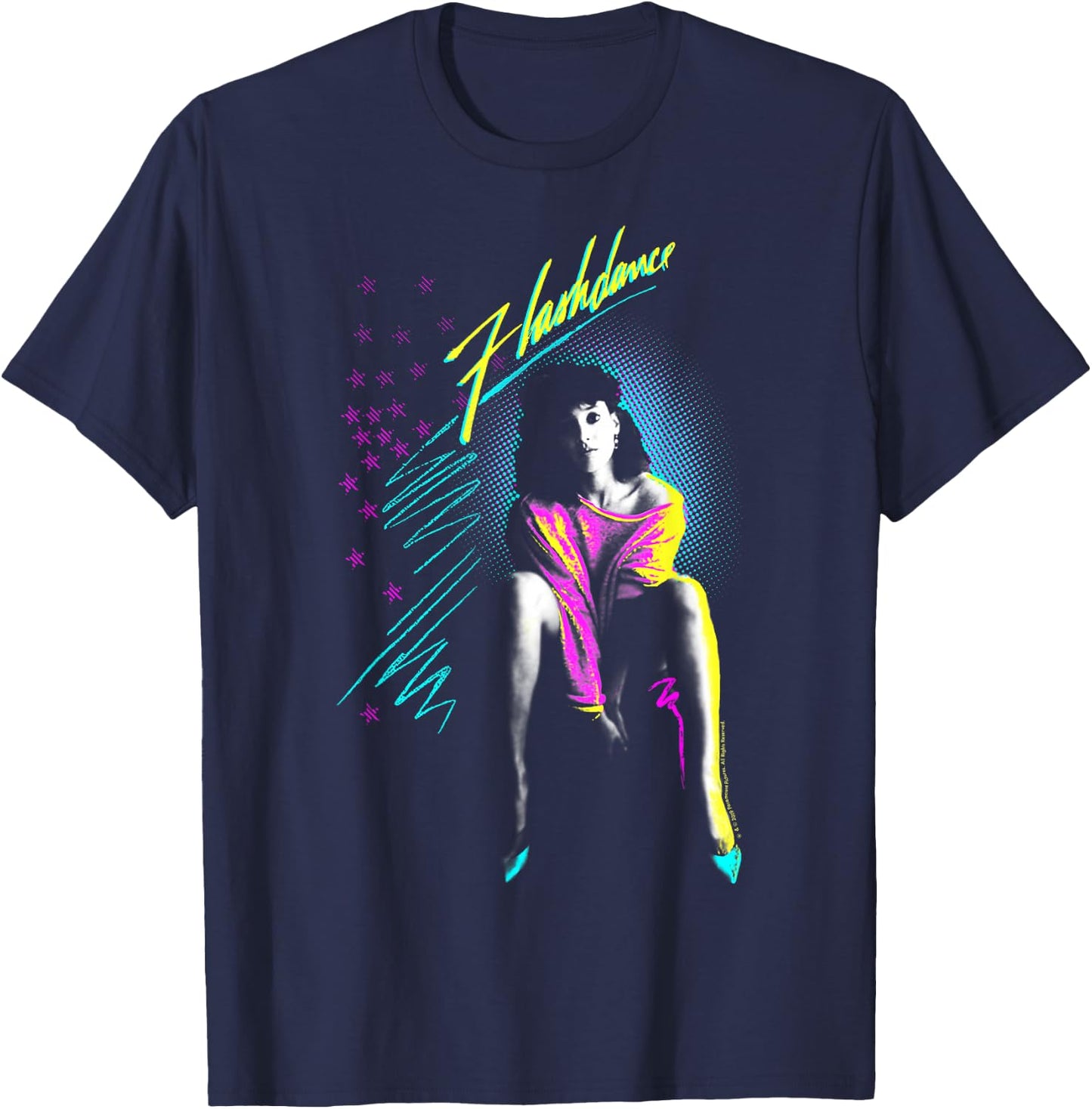 Flashdance Alex Owens Neon Title Logo T-Shirt - T-Shirt | Navy