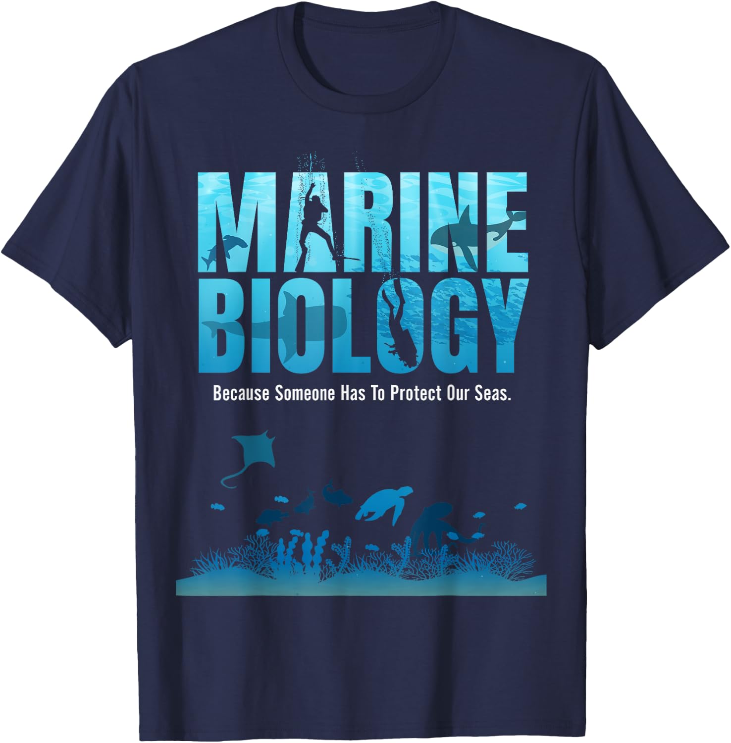 Marine Biology Shirt For Marine Biologists Ecologists Gift T-Shirt - T-Shirt | Navy