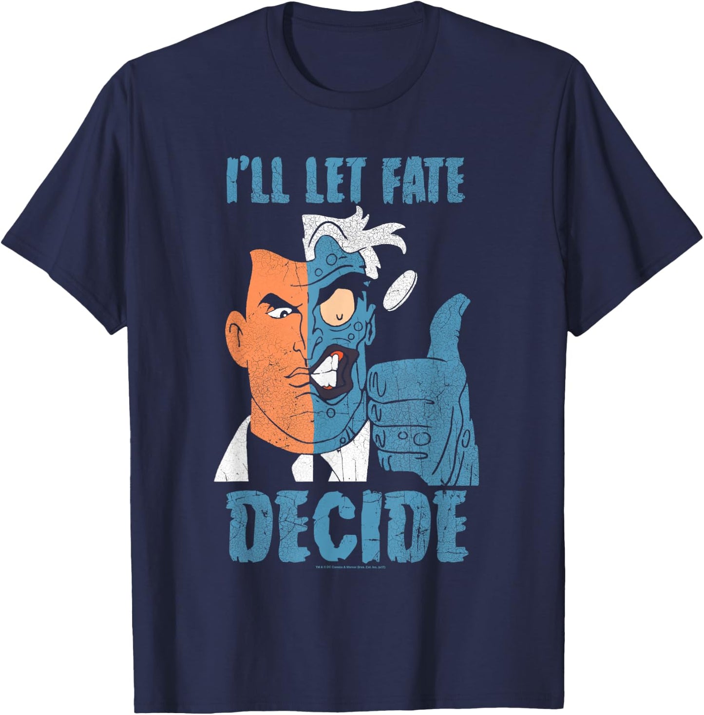 Batman: Animated Series Two-Face Fate Decide T-Shirt - T-Shirt | Navy