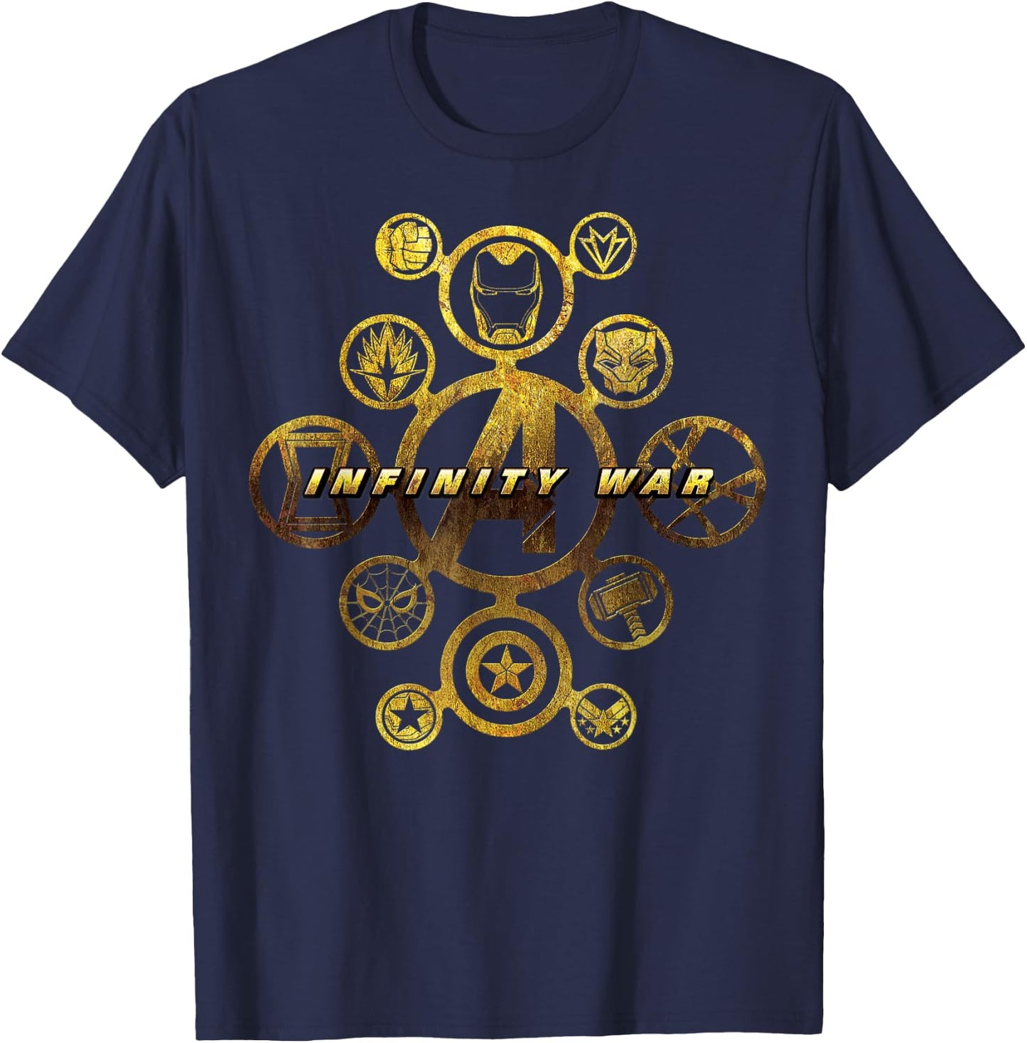 Marvel Avengers Infinity War Gold Hero Icons Graphic T-Shirt - T-Shirt | Navy