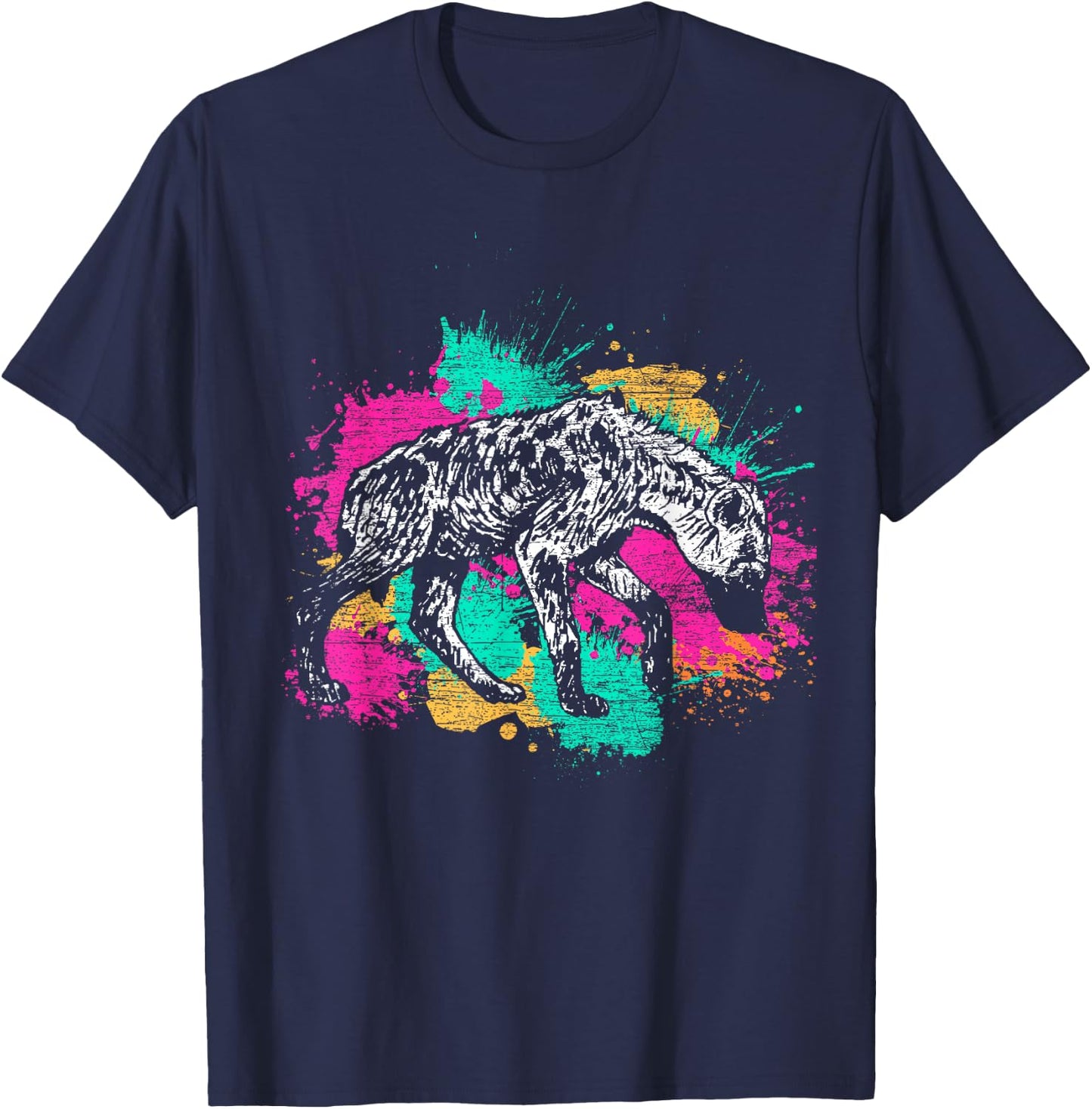 Colorful Hyena T-Shirt - T-Shirt | Navy