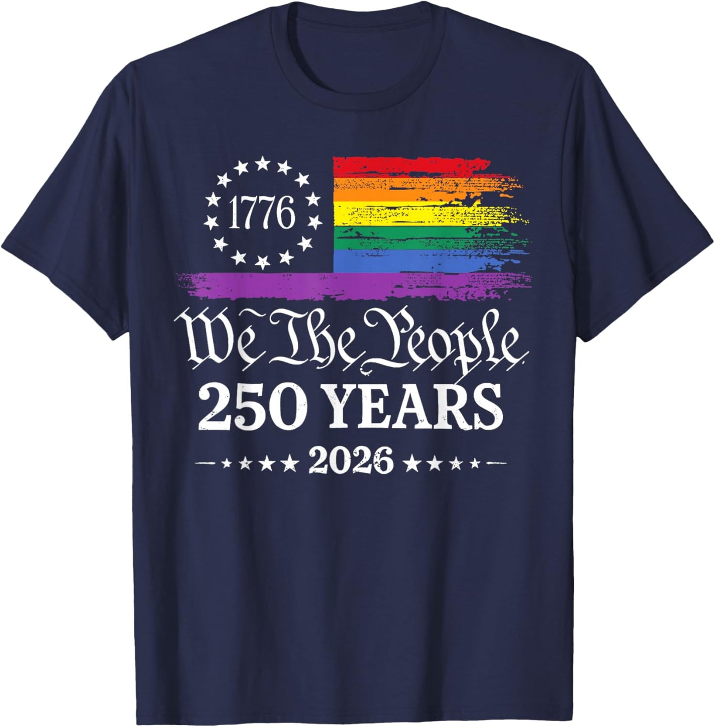 250th Anniversary USA 250 Year America Patriotic LGBTQ Pride T-Shirt - T-Shirt | Navy