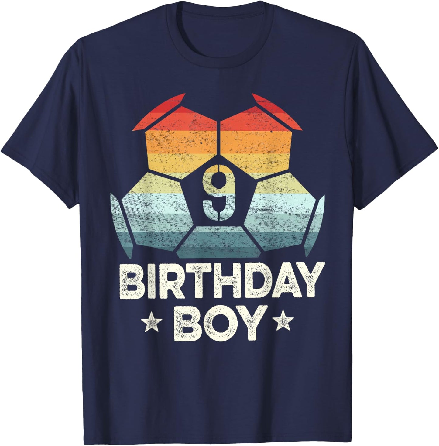 9 Year Old Soccer Player Gifts 9th Birthday Boy Ninth Bday T-Shirt - T-Shirt | Navy