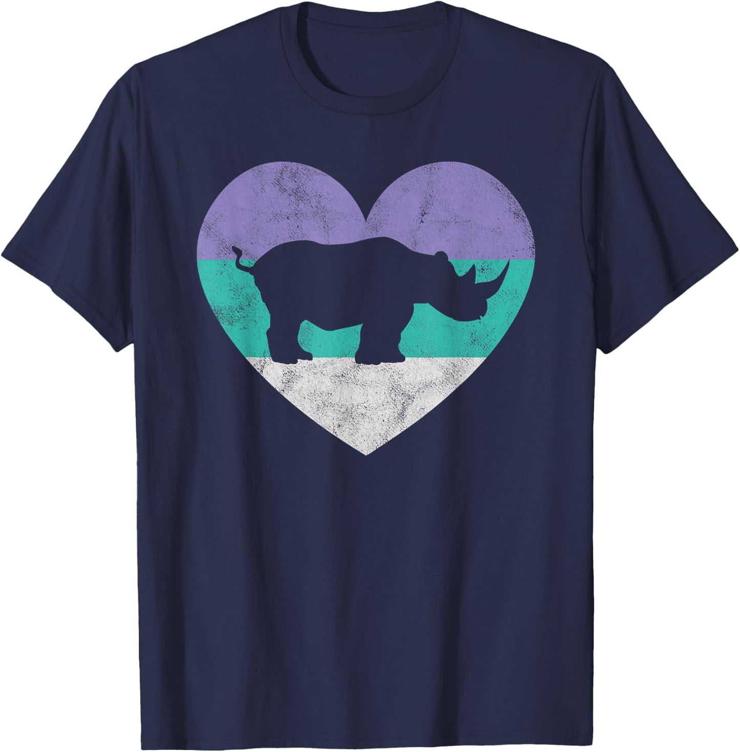 Rhino Shirt & Girls | Cute Retro Rhinoceros Gift T-Shirt - T-Shirt | Navy