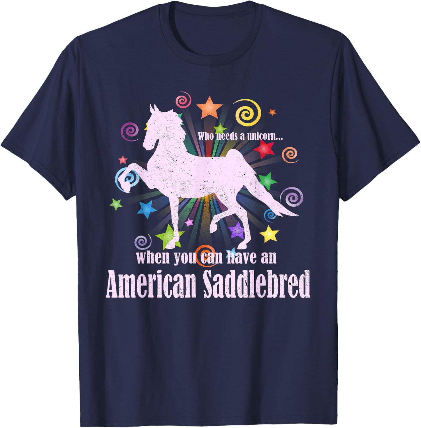 Unicorn Myths And Legends American Saddlebred Horse T-Shirt - T-Shirt | Navy
