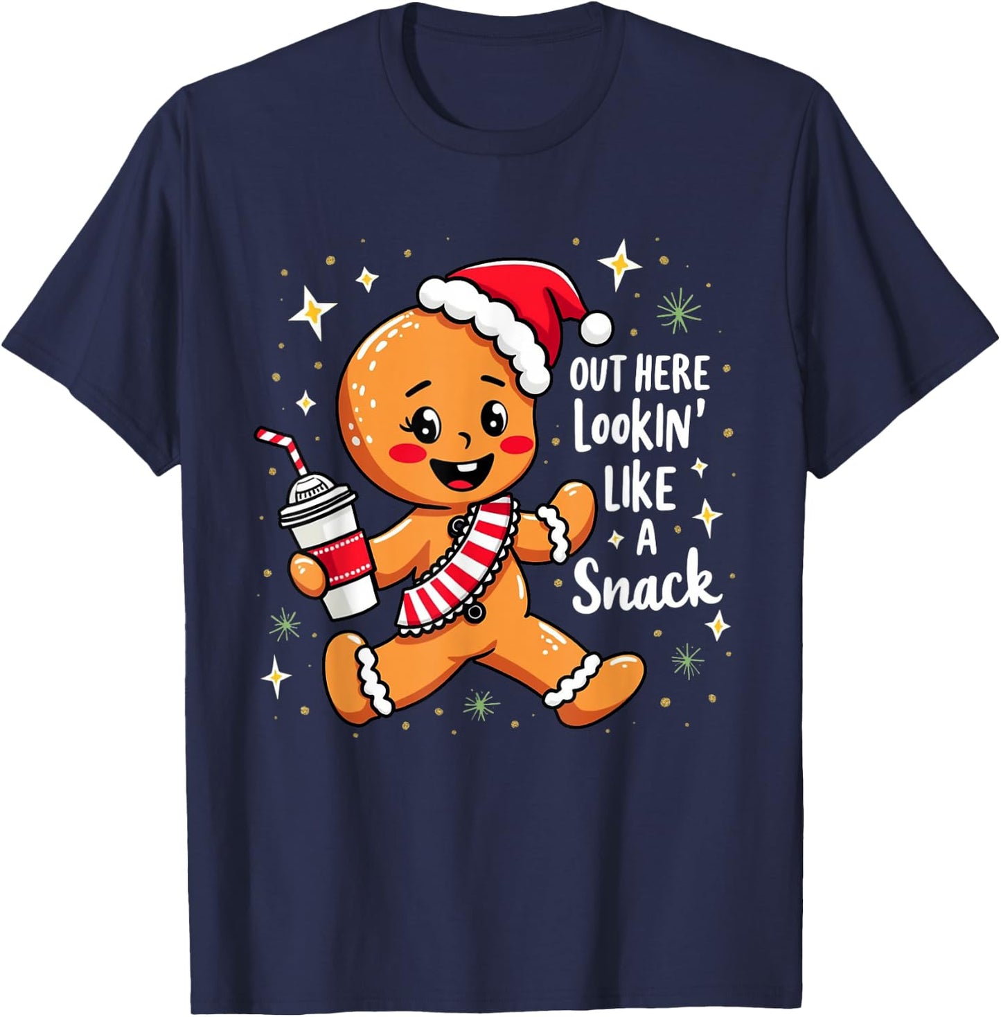 out here looking like a snack christmas funny BouJee Xmas T-Shirt - T-Shirt | Navy