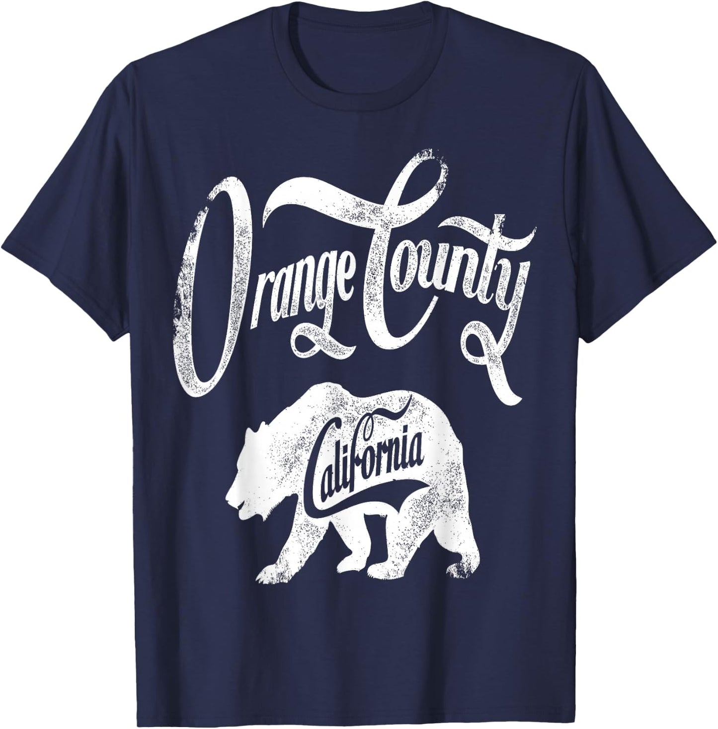 Bear Orange County California Vintage Retro T-Shirt - T-Shirt | Navy