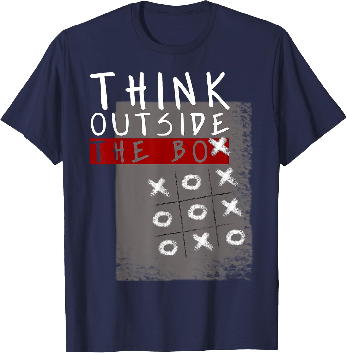 Think Outside The Box Funny Tic Tac Toe Geeks Gift T-Shirt - T-Shirt | Navy