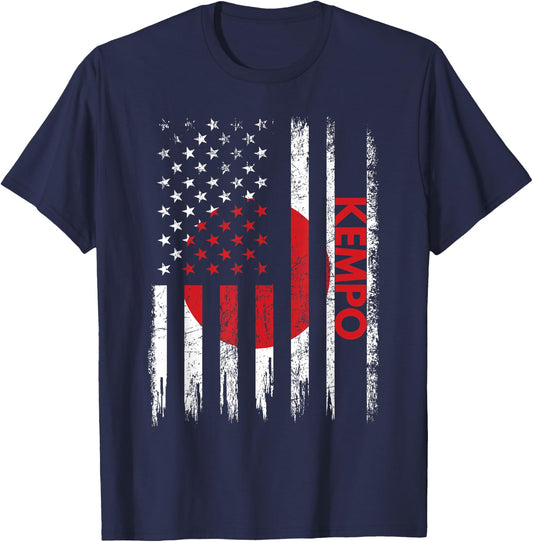 Kempo American Flag Karate Japanese Martial Arts T-Shirt - T-Shirt | Navy