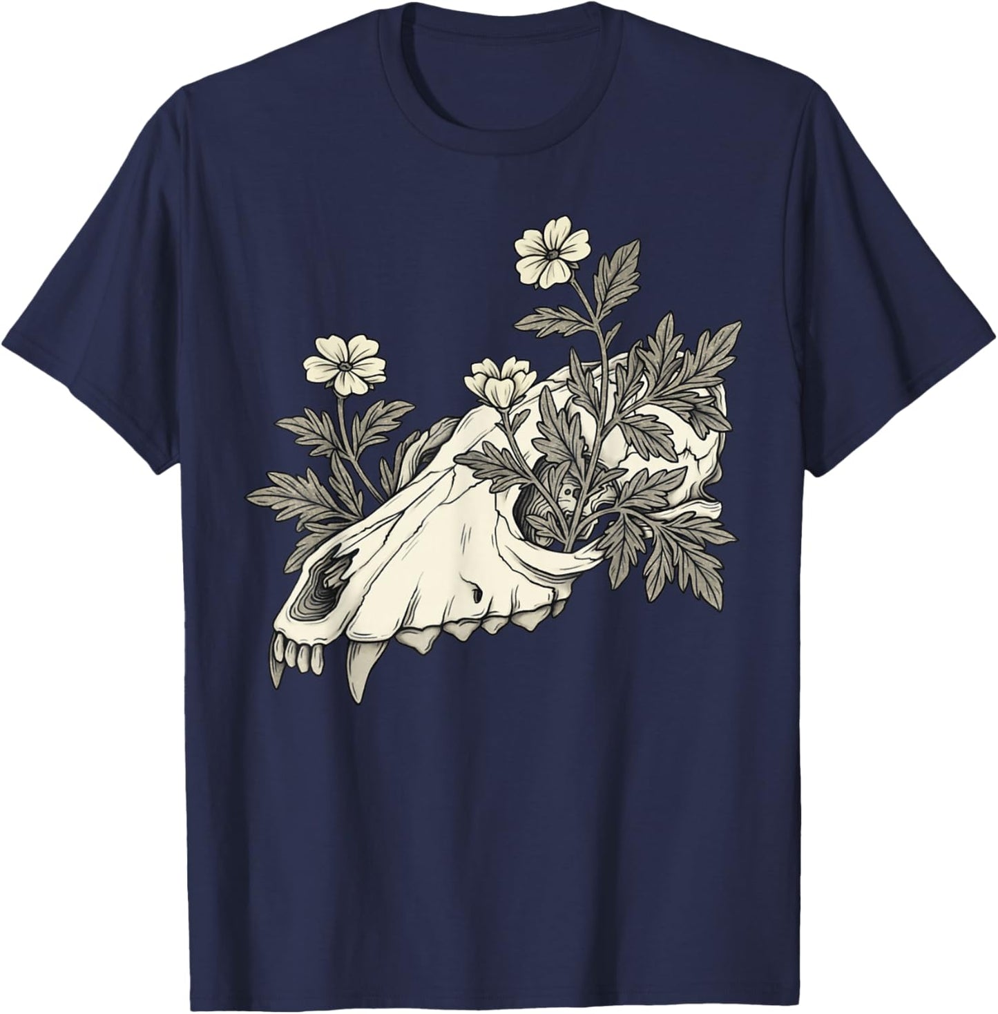Vulture Culture Wolf Skull Goblincore Therian Dark Academia T-Shirt - T-Shirt | Navy