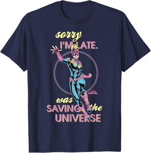 Captain Marvel Sorry I was Saving The Universe T-Shirt - T-Shirt | Navy
