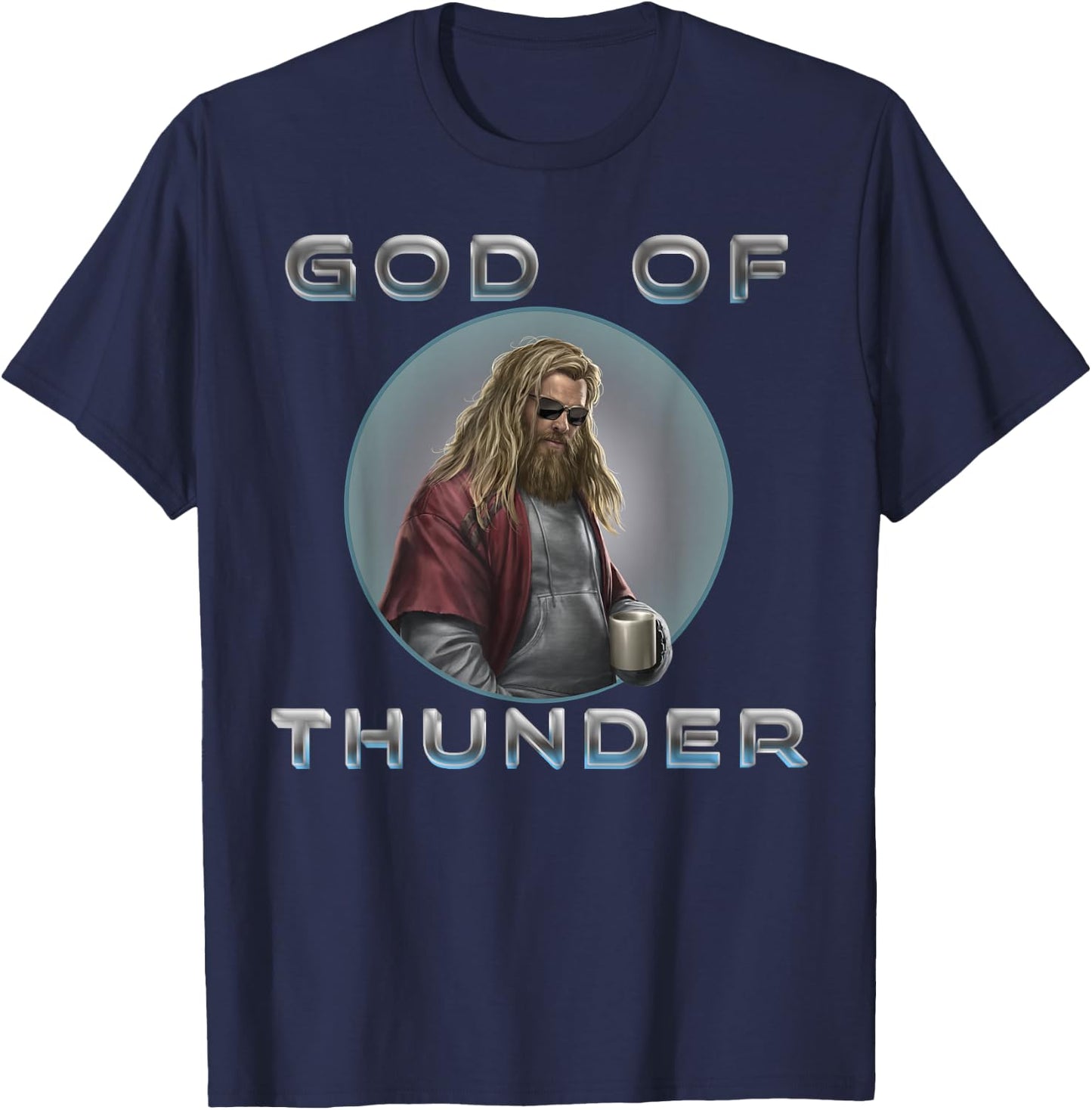 Marvel Avengers: Endgame Thor God of Thunder Circle Portrait Small T-Shirt - T-Shirt | Navy