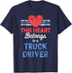 Truck Driver Wife, This Heart Belongs to a Truck Driver T-Shirt - T-Shirt | Navy