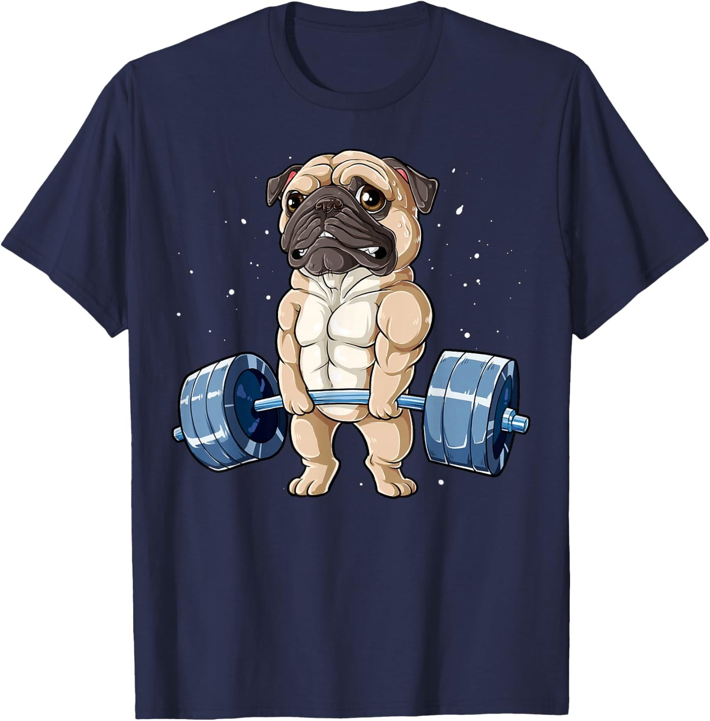 Pug Weightlifting Funny Deadlift Men Fitness Gym Workout T-Shirt - T-Shirt | Navy