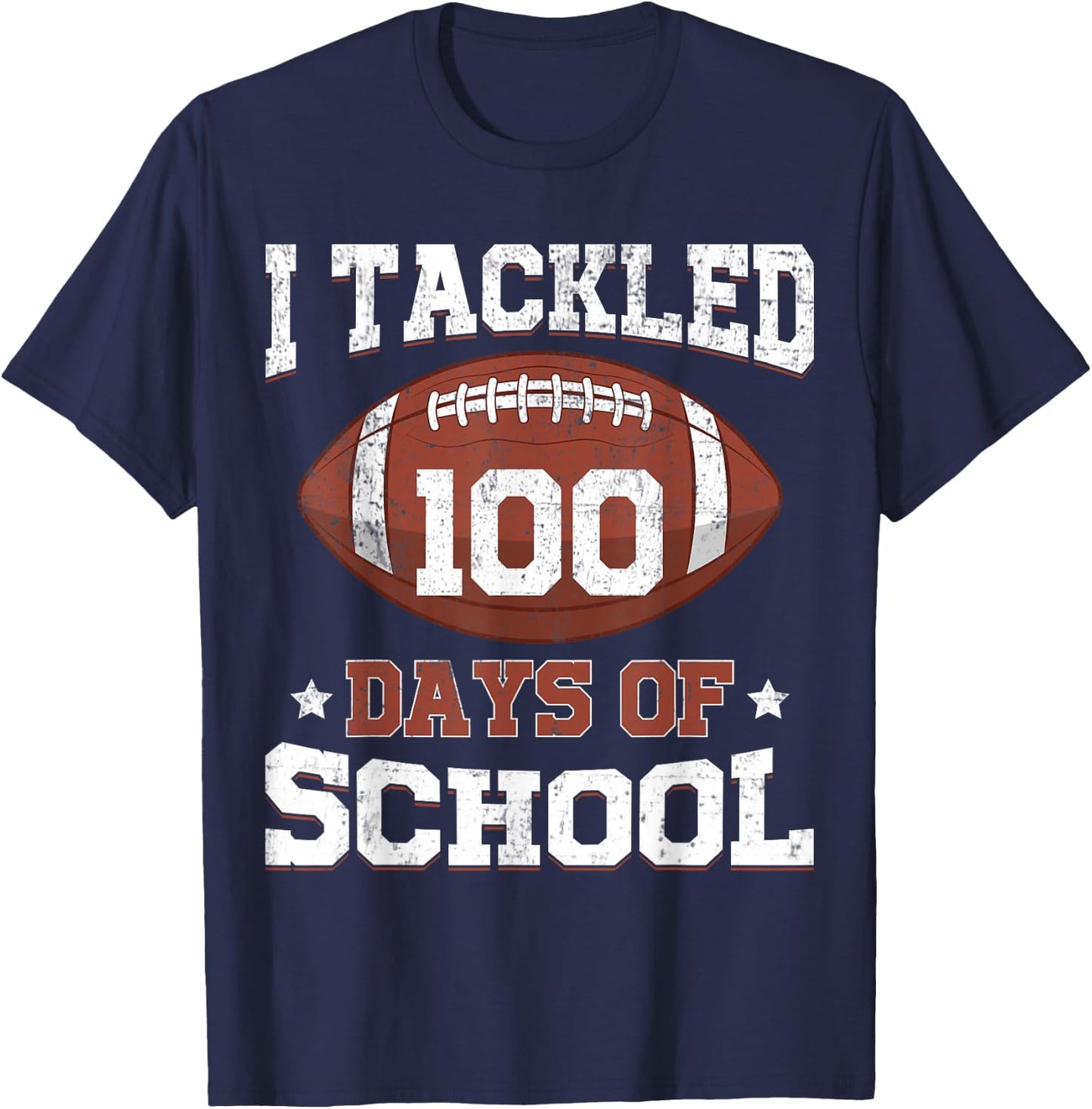 I Tackled 100 Days of School Football 100 Days Smarter Boys T-Shirt - T-Shirt | Navy