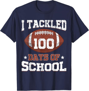 I Tackled 100 Days of School Football 100 Days Smarter Boys T-Shirt - T-Shirt | Navy