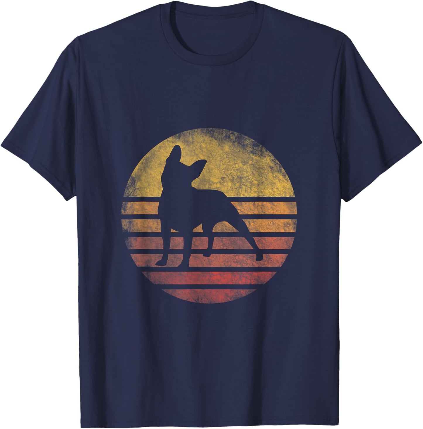 Retro Vintage Boston Terrier Dog Shirt 70s Silhouette Breed T-Shirt - T-Shirt | Navy