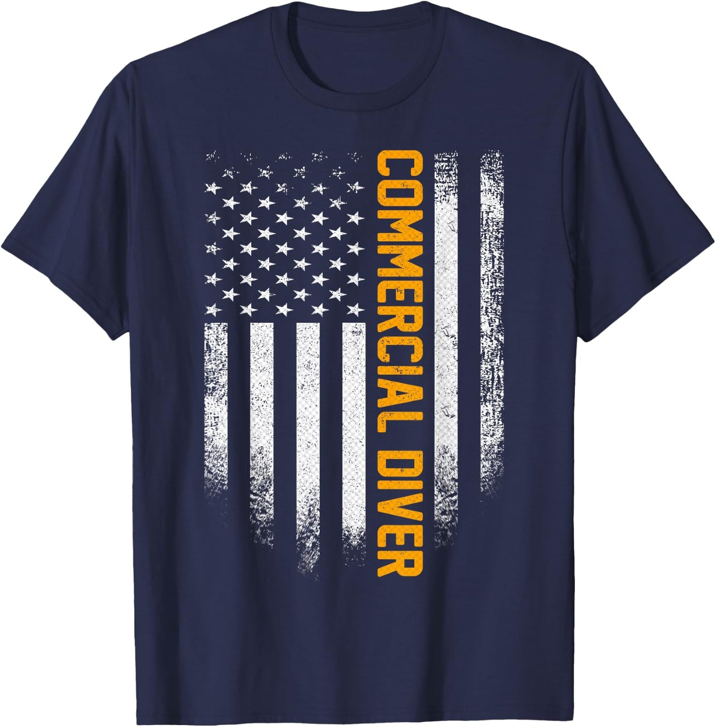 Vintage Commercial Diver Distressed American Flag Patriotic Men T-Shirt - T-Shirt | Navy