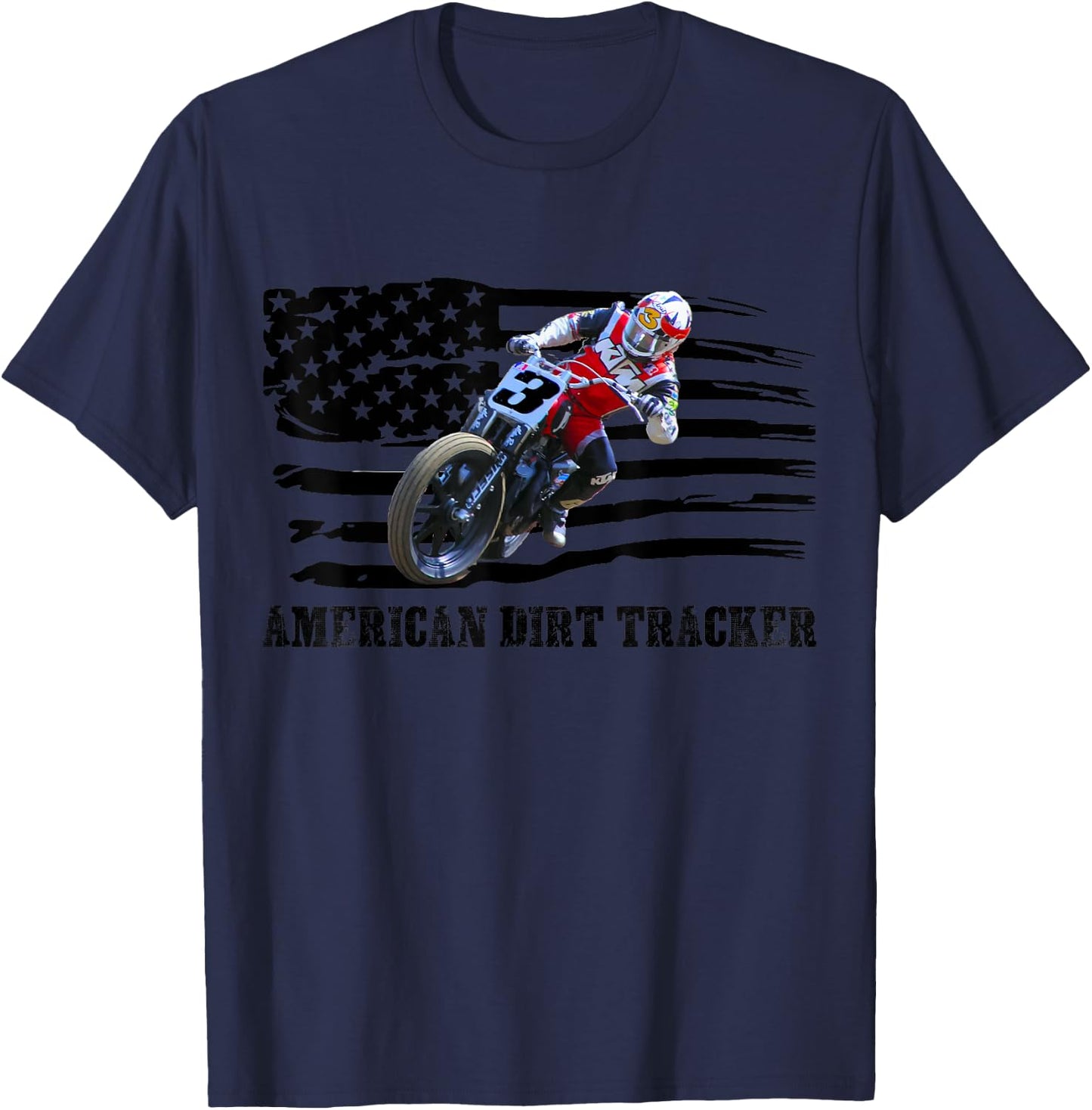 American Dirt Tracker Flat Track Racer Dirt Track Men Boys T-Shirt - T-Shirt | Navy