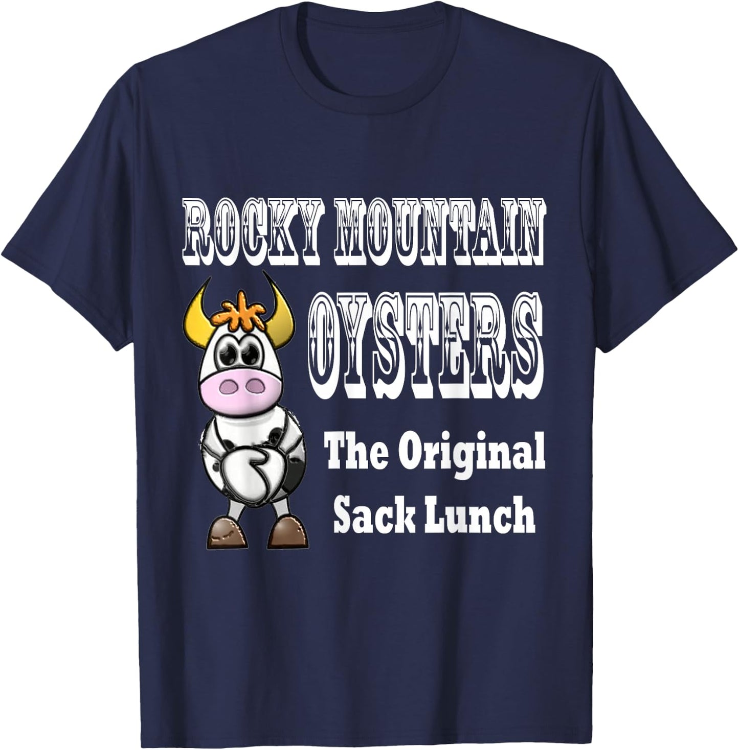 Humorous Funny Rocky Mountain Oysters T Shirt T-Shirt - T-Shirt | Navy