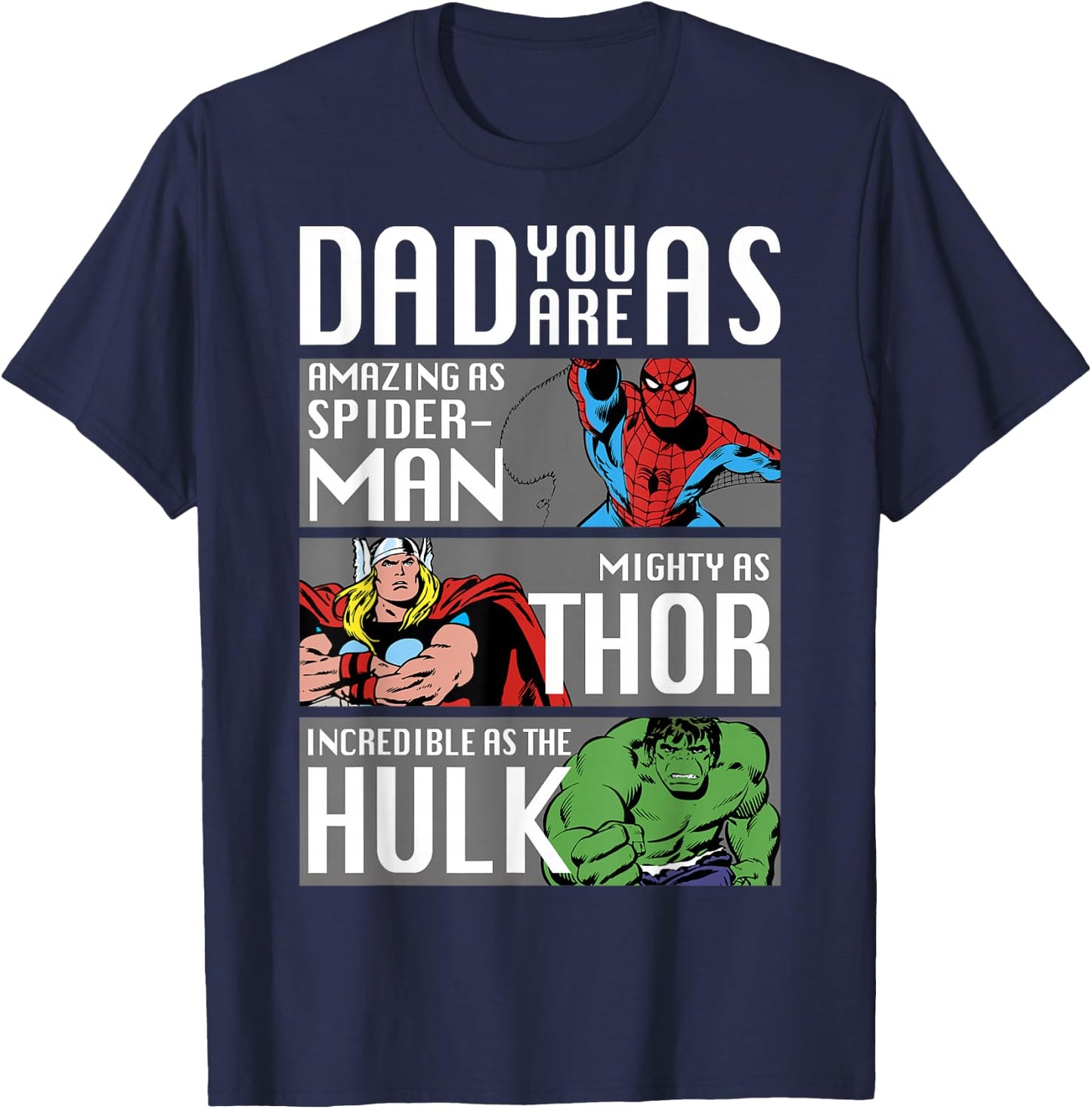 Marvel Father's Day Spider-Man Thor Hulk Dad Attributes T-Shirt - T-Shirt | Navy
