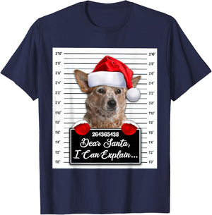 Dear Santa I Can Explain Funny Christmas RED Heeler Xmas T-Shirt - T-Shirt | Navy