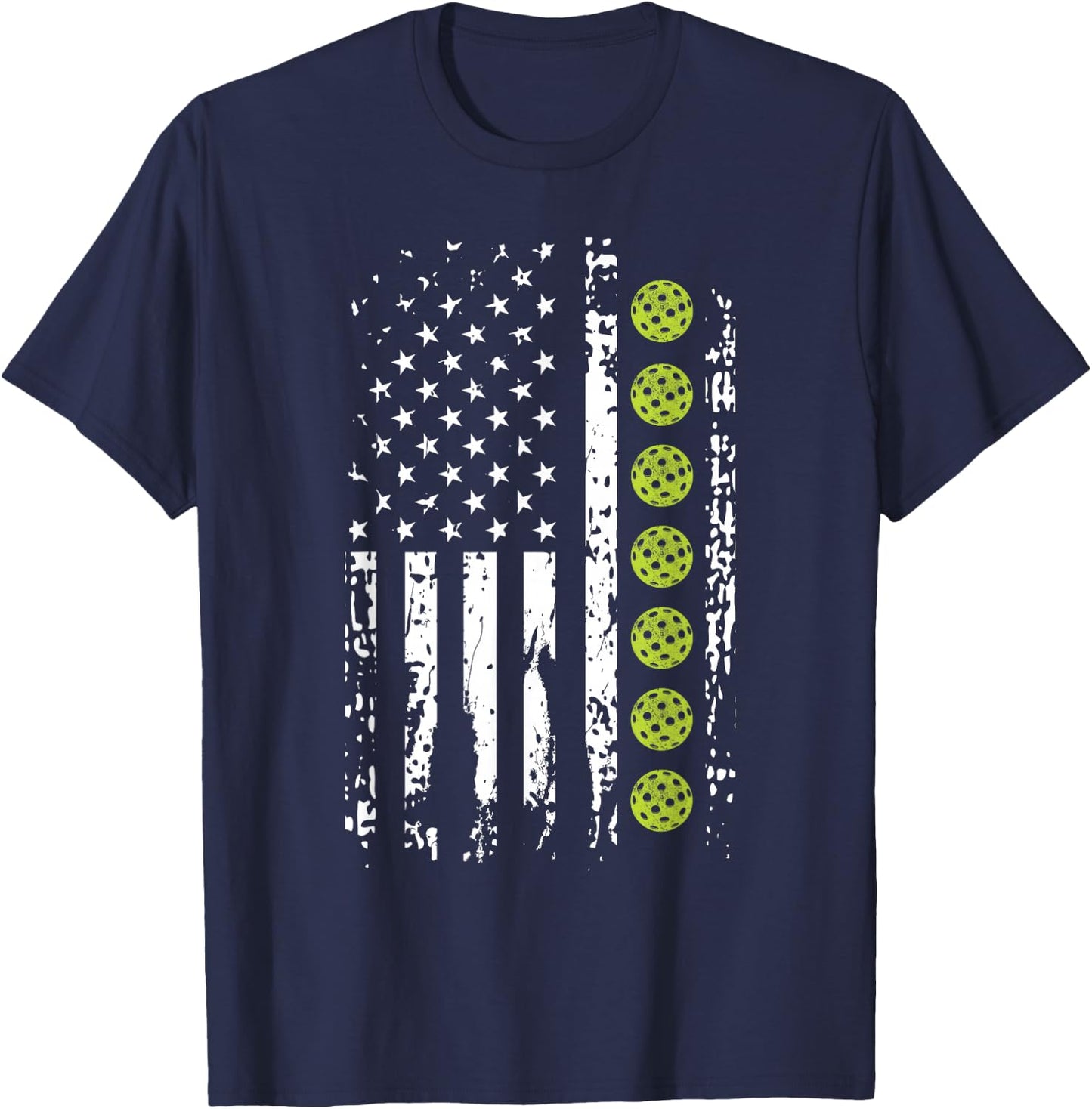 Pickleball Shirt American Flag Pickleball Player Gift T-Shirt - T-Shirt | Navy