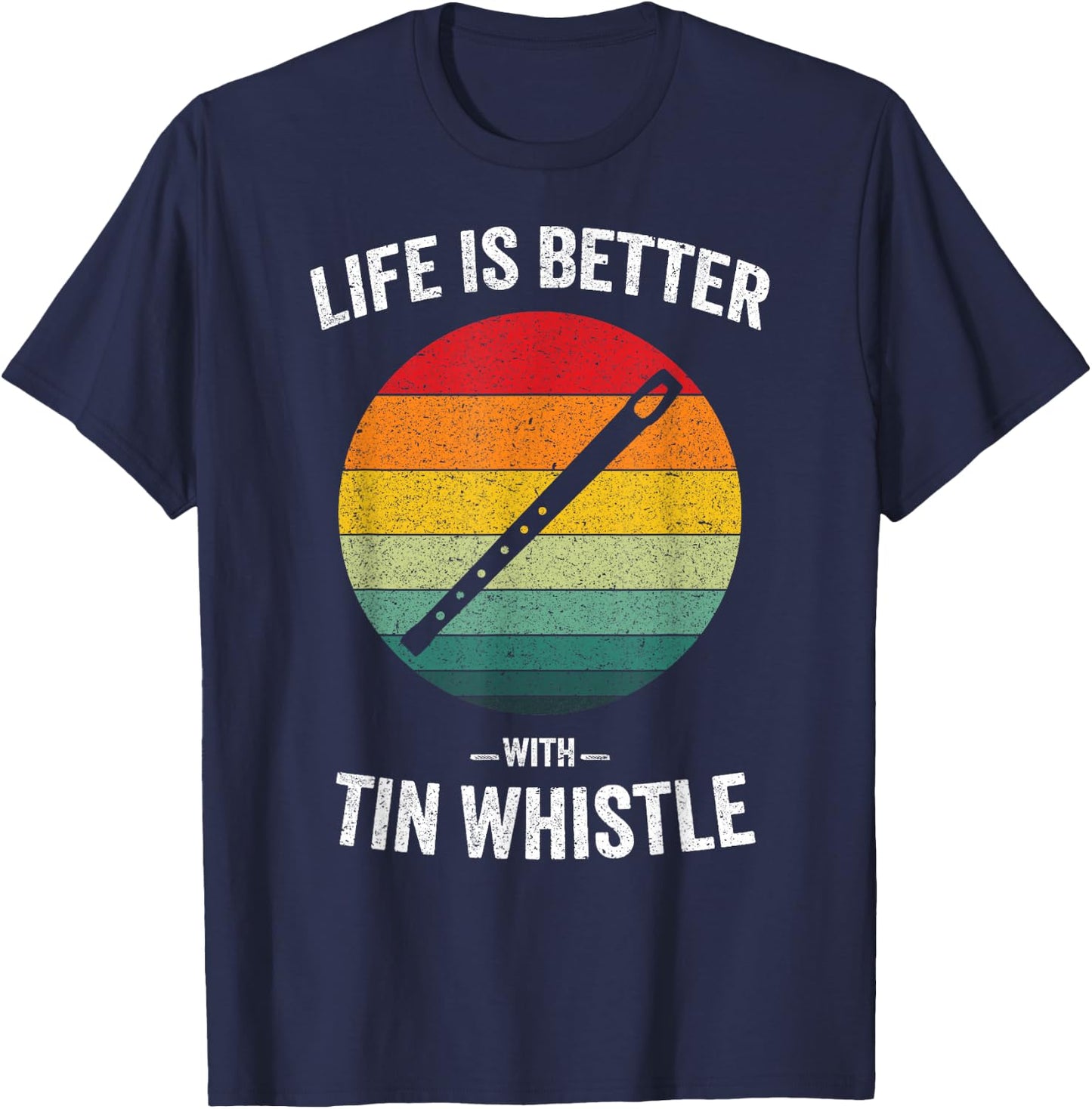 Life is Better with Tin Whistle Vintage Penny Flageolet T-Shirt - T-Shirt | Navy
