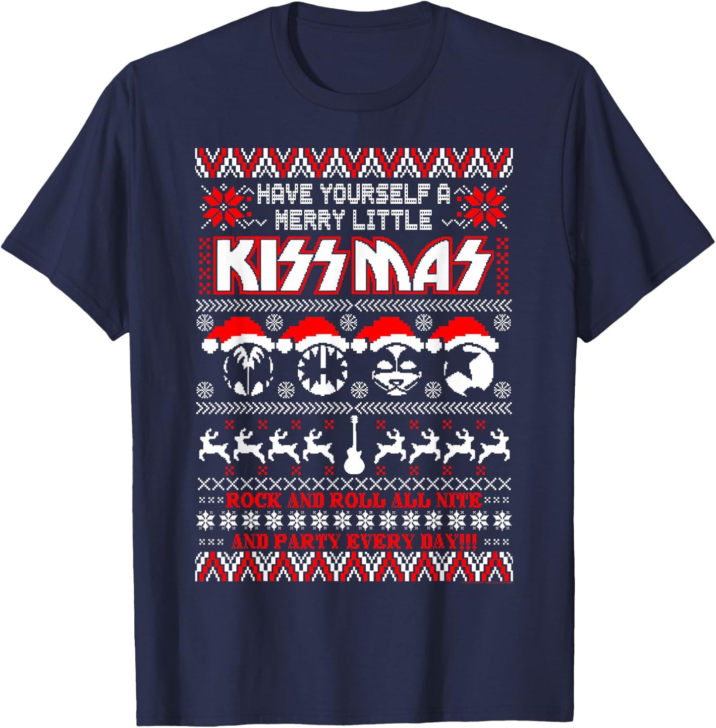 KISS - Merry Little KISSmas T-Shirt - T-Shirt | Navy