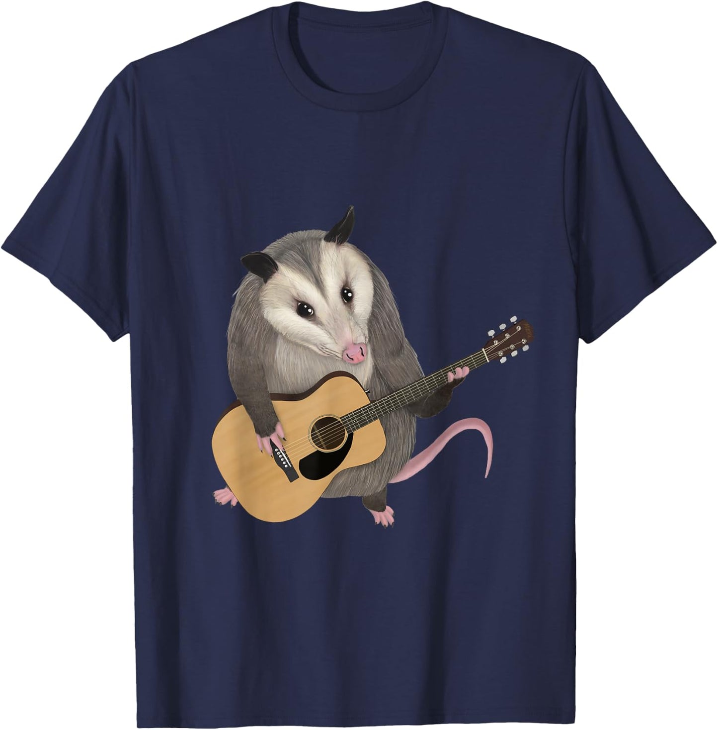 Opossum playing the acoustic guitar - possum T-Shirt - T-Shirt | Navy