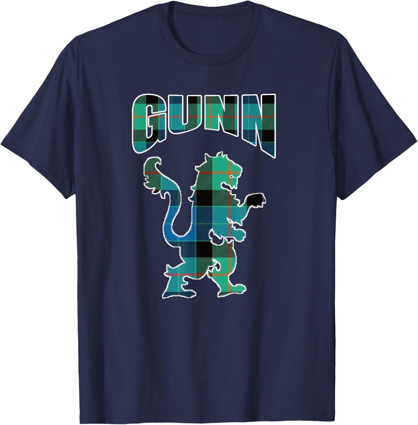 Gunn Clan Kilt Tartan Lion Namesake Scottish T-Shirt - T-Shirt | Navy