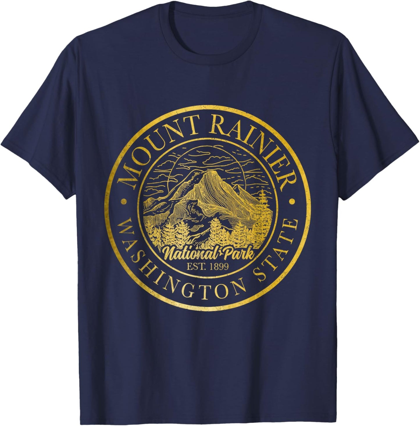 Mount Rainier Washington Mountain Mt Climbing Summit Hiking T-Shirt - T-Shirt | Navy