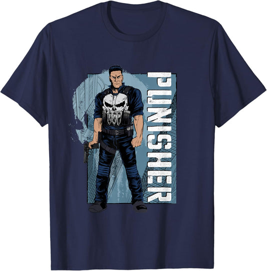 Marvel Spider-Man: New Day Punisher Vertical Text T-Shirt - T-Shirt | Navy