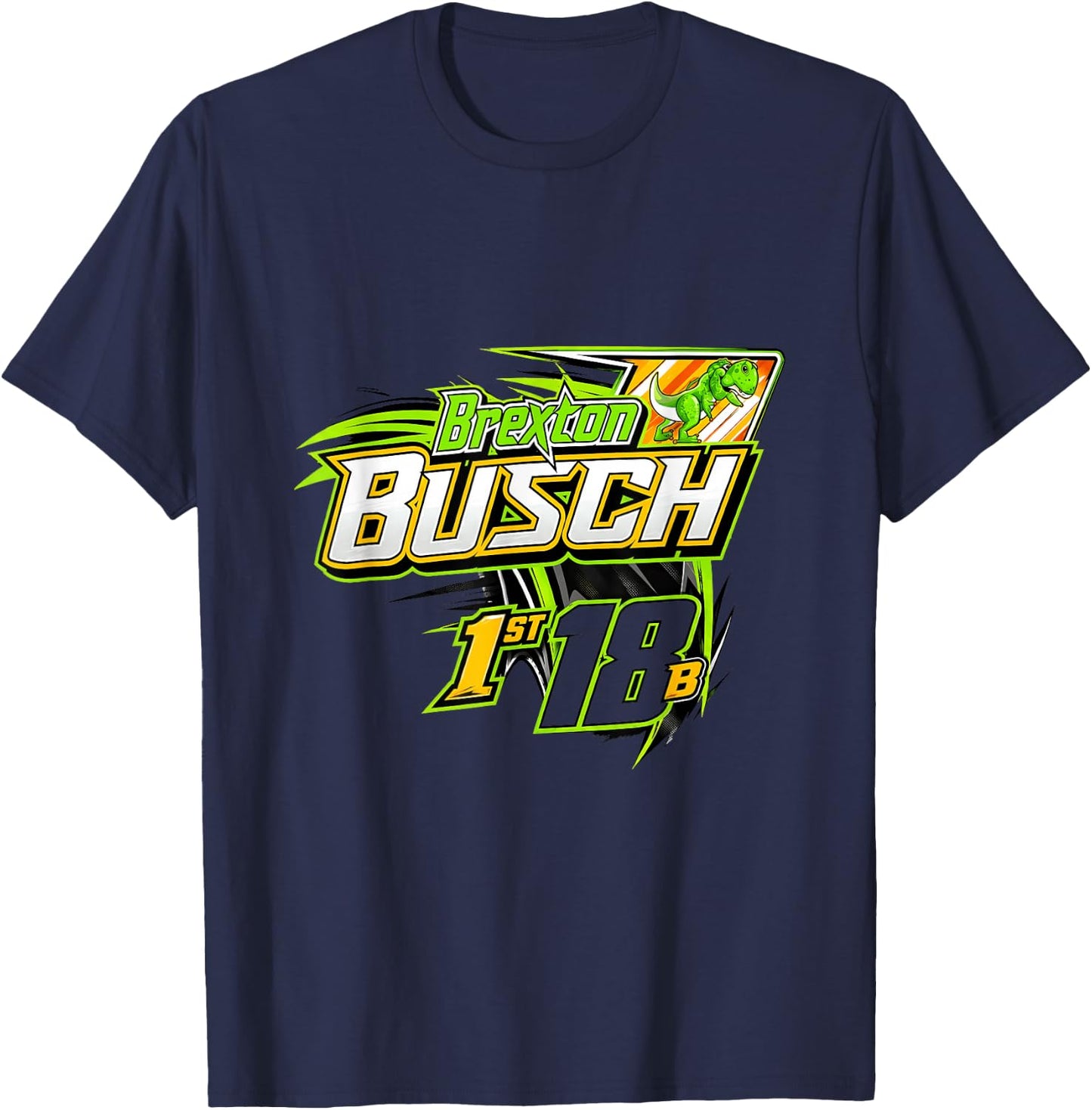Brexton Busch 18B Racing Dinosaur T-Shirt - T-Shirt | Navy