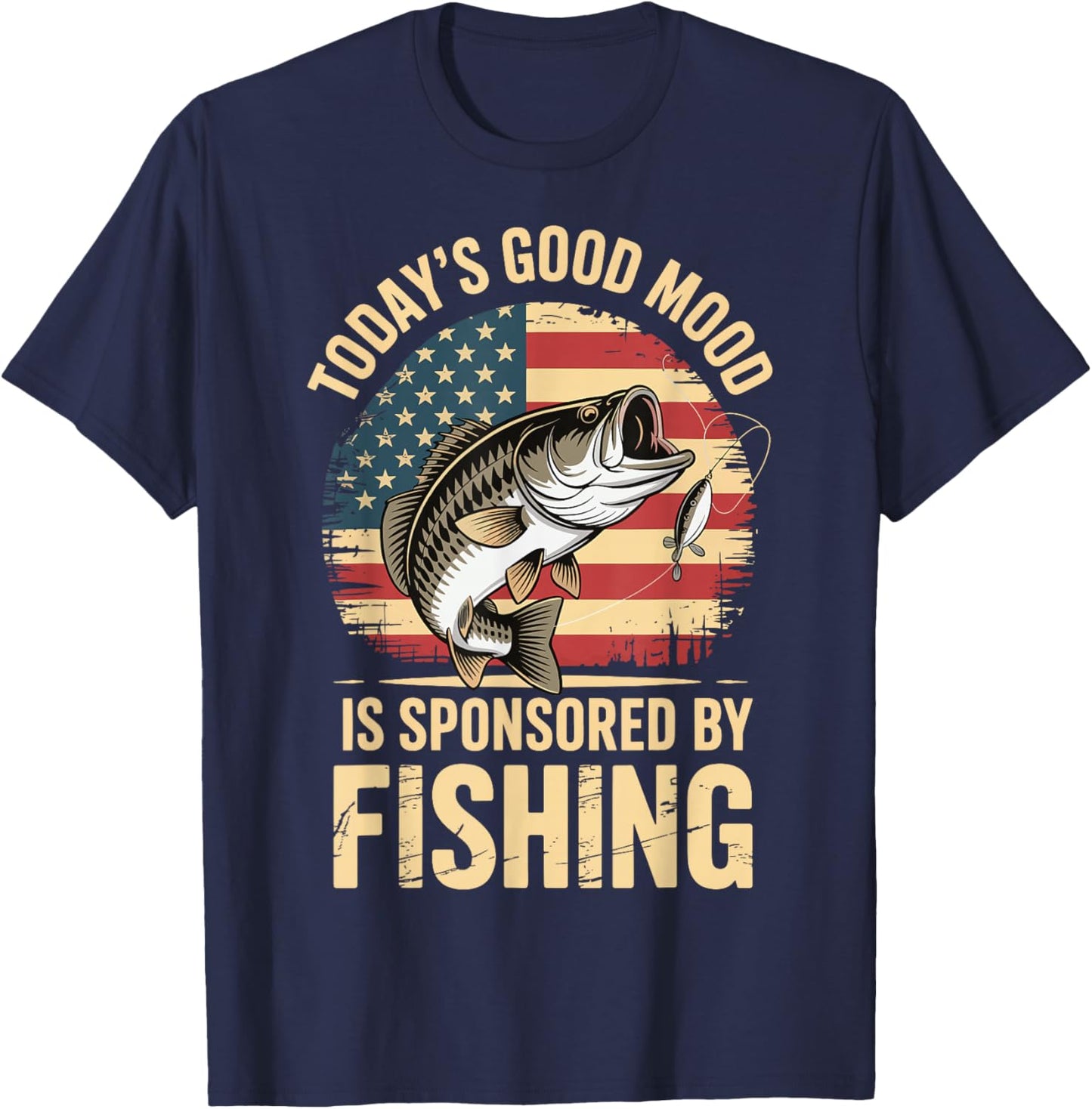 Today's Good Mood Is Sponsored By Fishing T-Shirt - T-Shirt | Navy