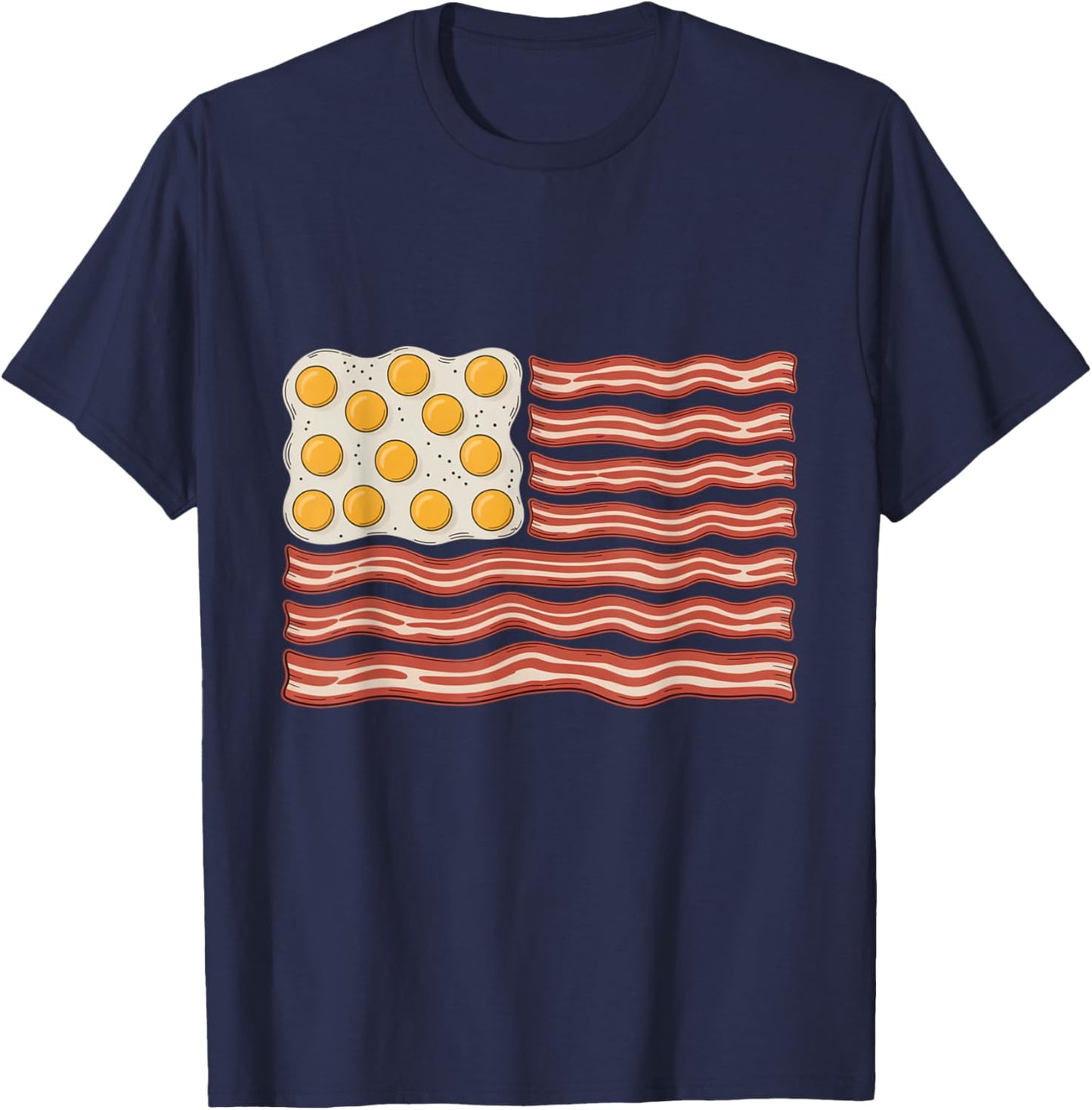 Bacon and Eggs Funny 4th of July American Flag T-Shirt - T-Shirt | Navy