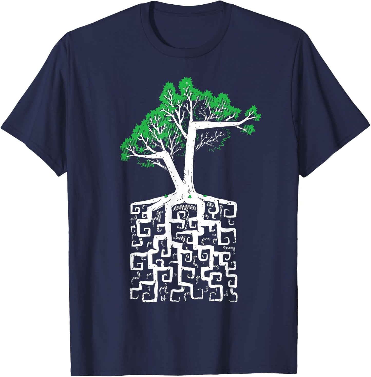Square Root Pun with a Tree and Math T-Shirt - T-Shirt | Navy
