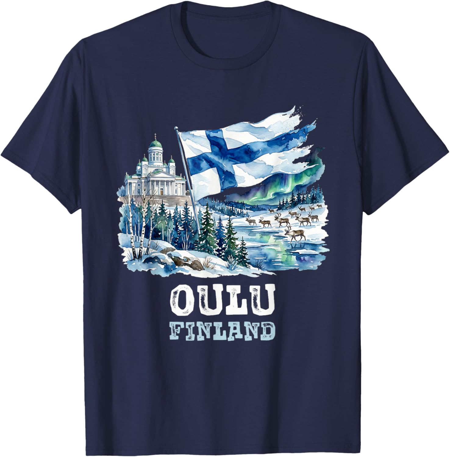 Oulu Finland T-Shirt - T-Shirt | Navy