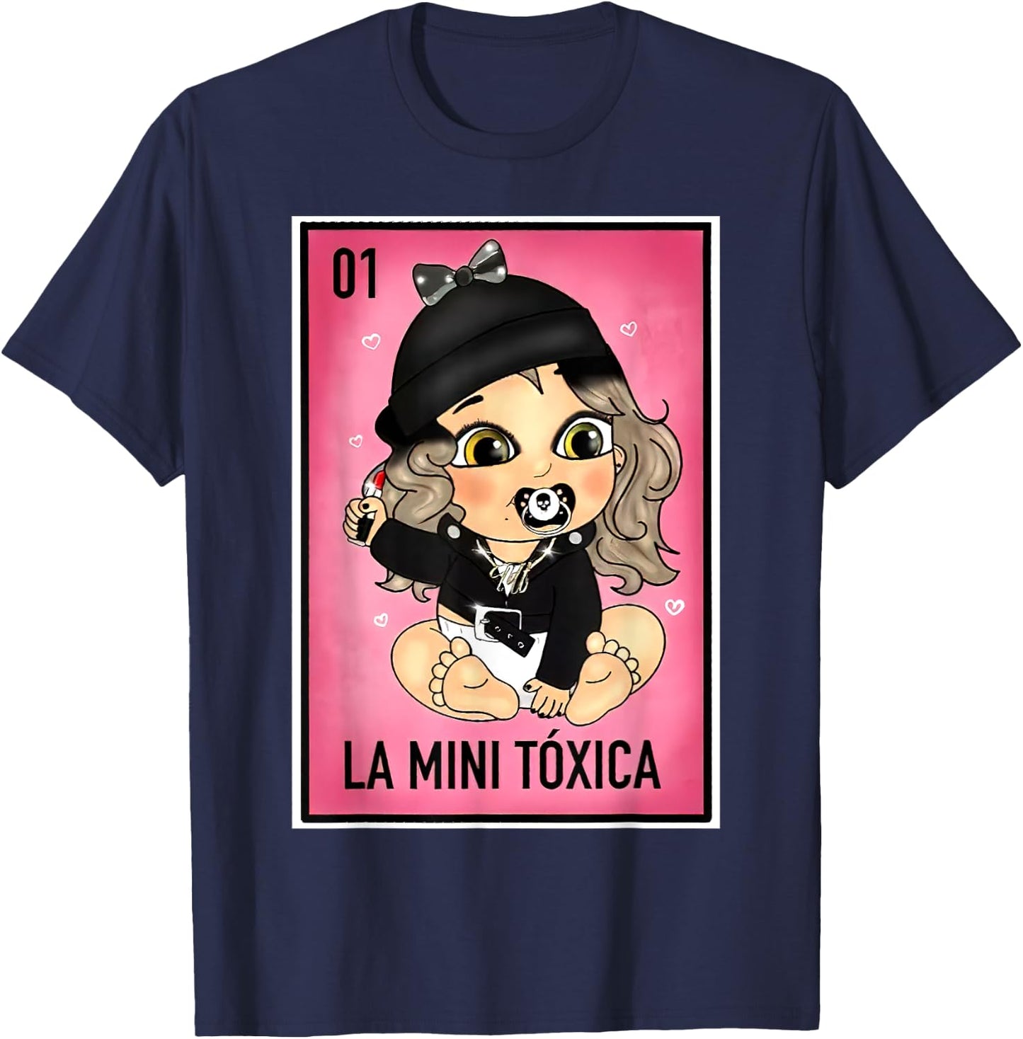 La Mini Toxica Kids Card Mexican Lottery Card Baby Girl T-Shirt - T-Shirt | Navy