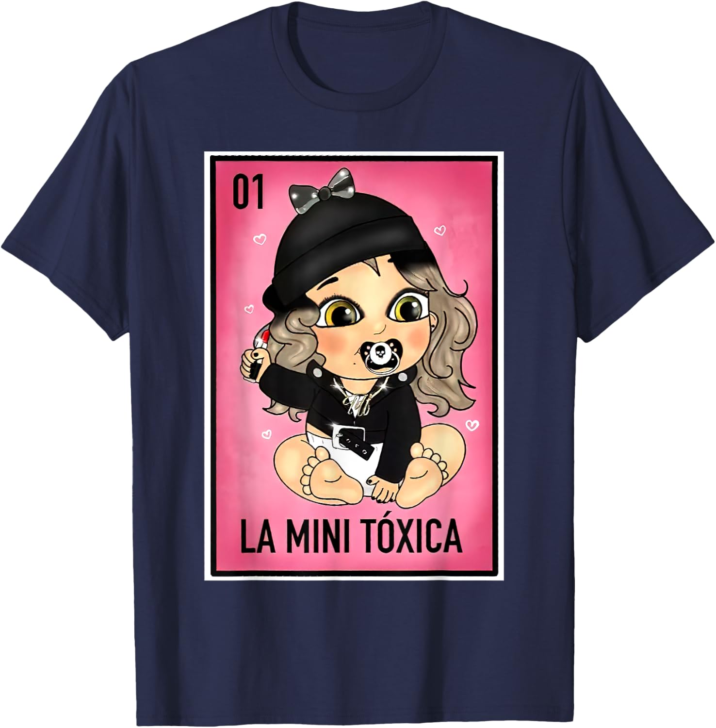 La Mini Toxica Kids Card Mexican Lottery Card Baby Girl T-Shirt - T-Shirt | Navy