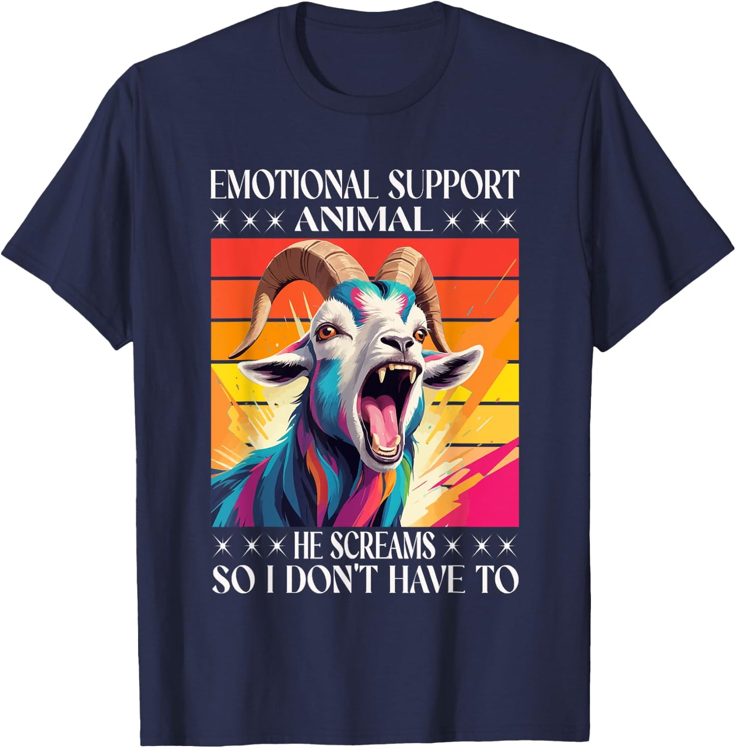 Goat Emotional Support Animal Goat Owner Raiser T-Shirt - T-Shirt | Navy