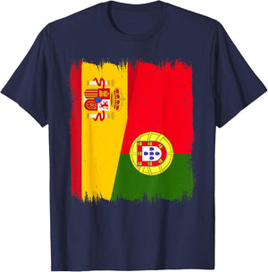 Spain Portugal Flag Wear Spanish Portuguese Heritage T-Shirt - T-Shirt | Navy