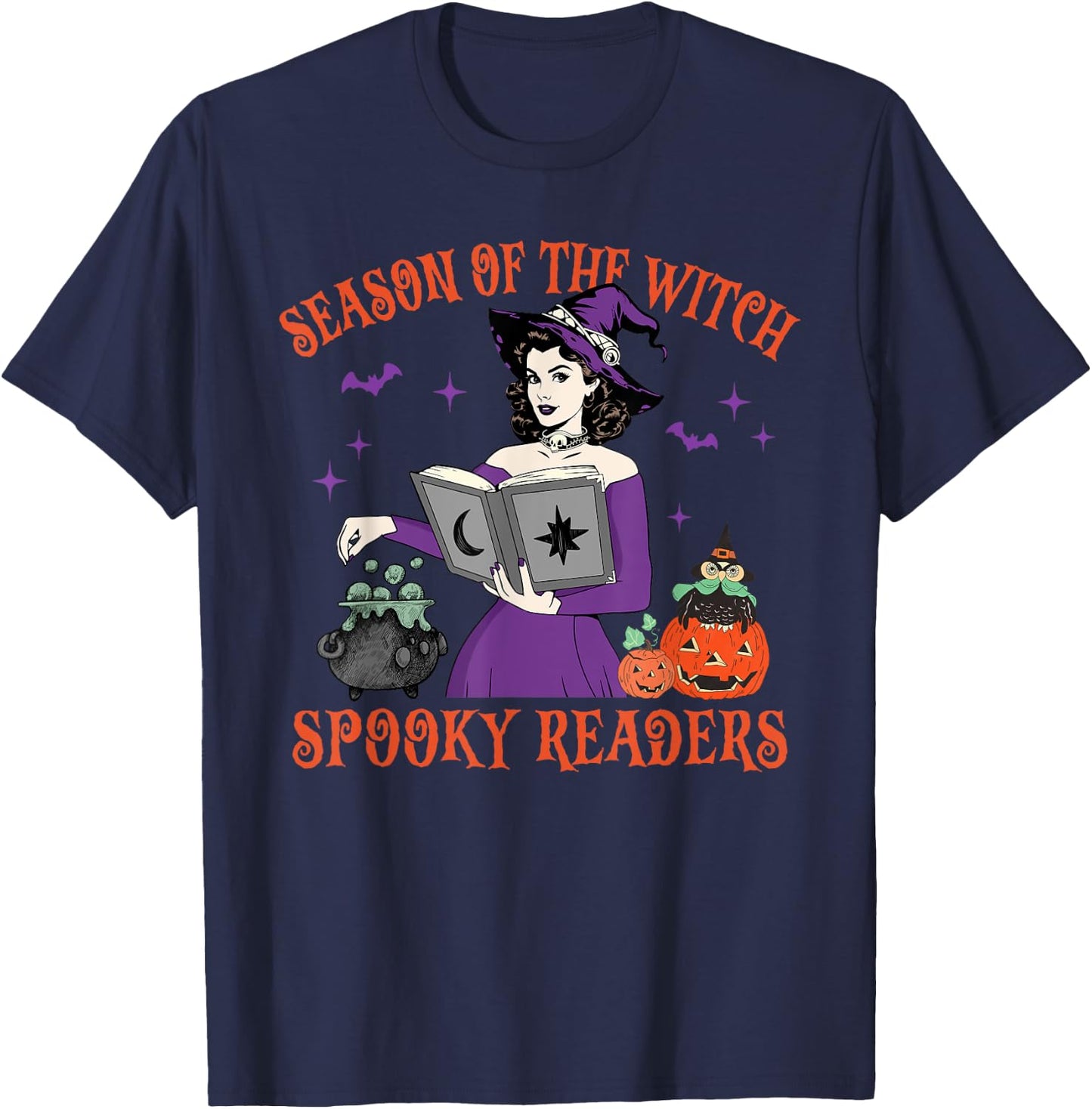 Season Of The Witch Spooky Readers Spell Book Hallowen T-Shirt - T-Shirt | Navy