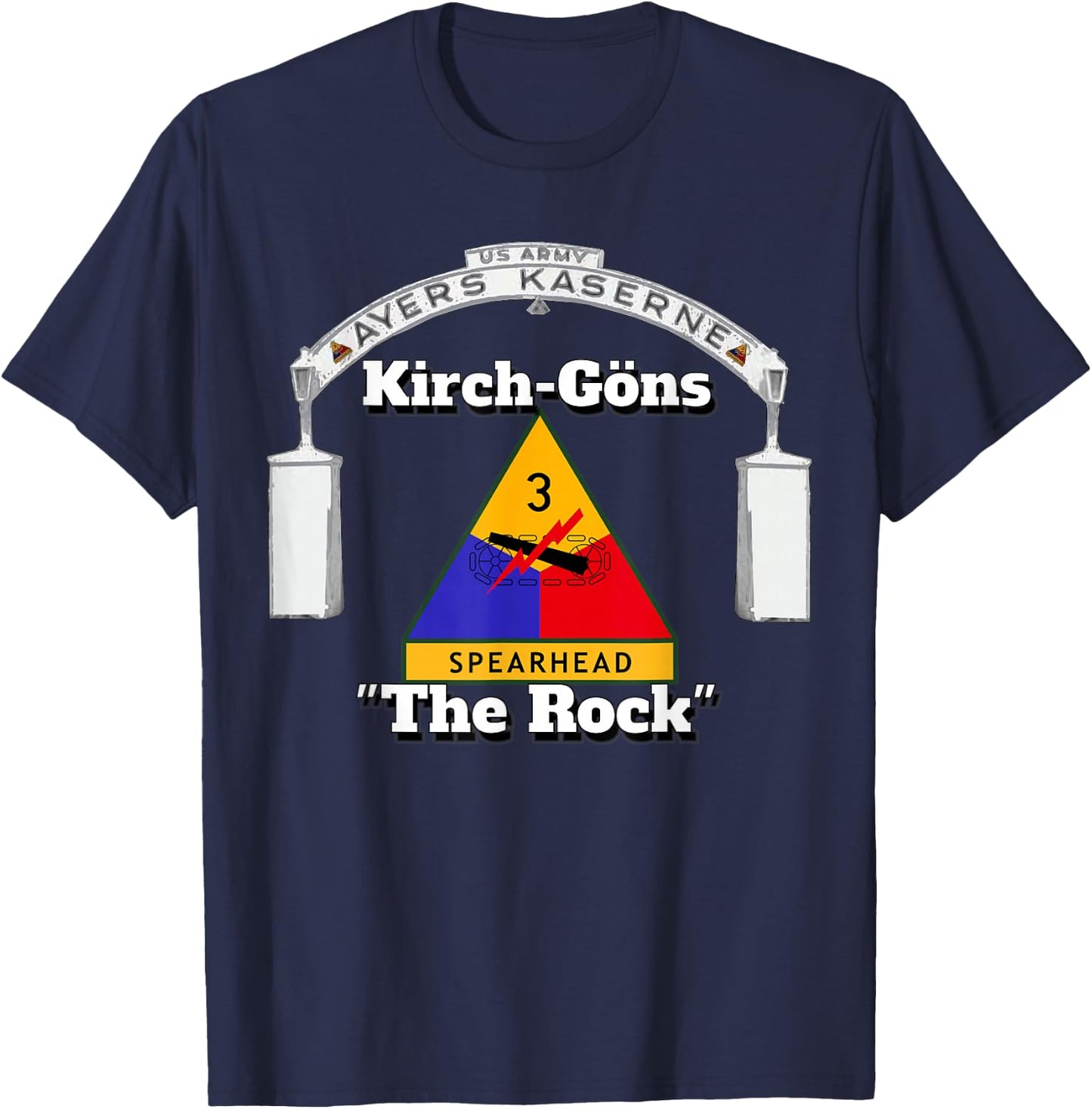 Ayers Kaserne - Kirch-Goens - 3rd Armored Division print T-Shirt - T-Shirt | Navy