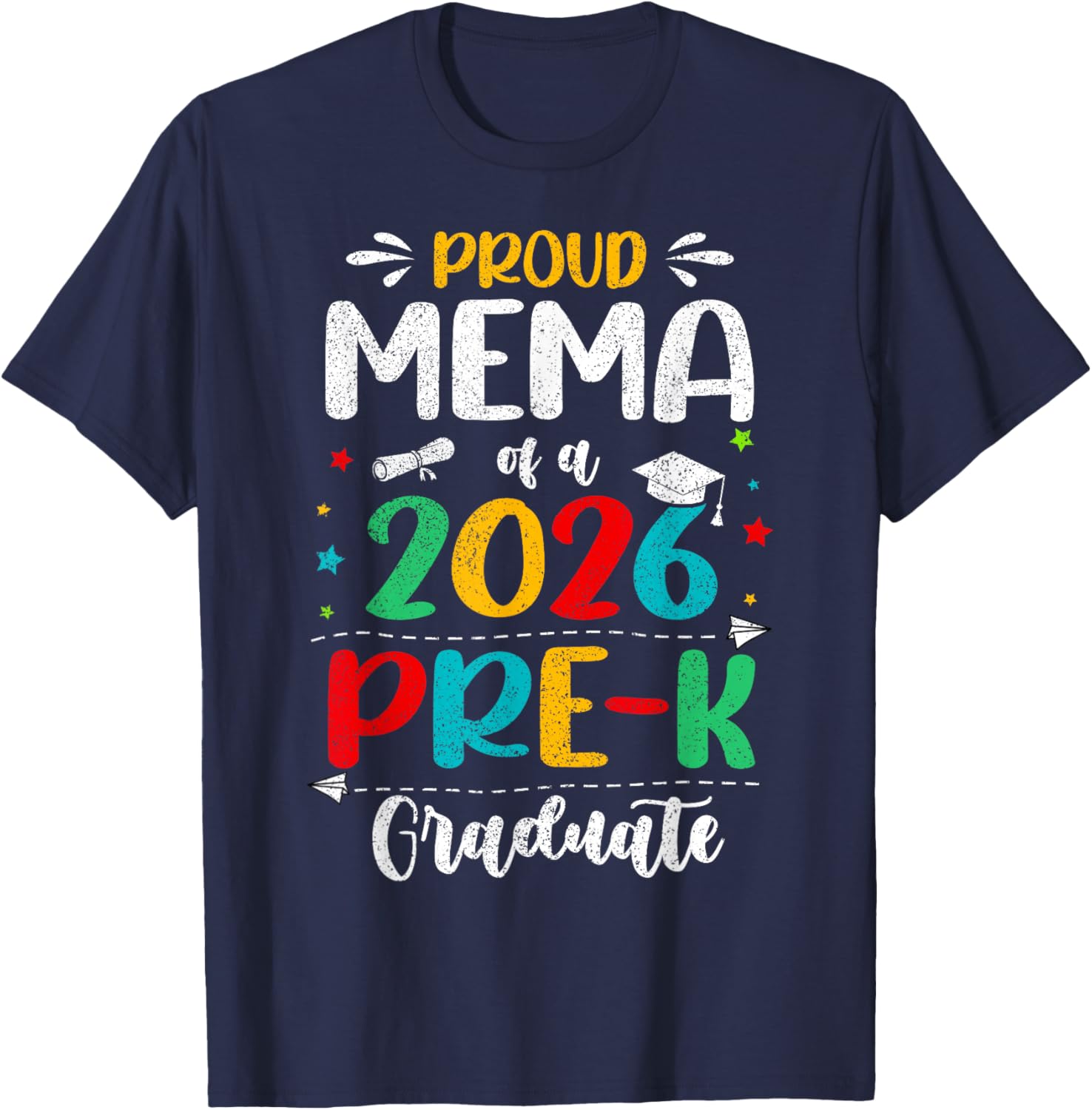 Proud Mema of A 2026 Pre K Graduate Boy Girl Kids T-Shirt - T-Shirt | Navy